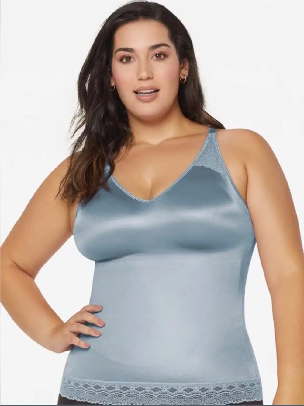 Ruby Ribbon Pin-Up Cami 3055 Cottage Blue Lace Intimates Shapewear Tank Size 46